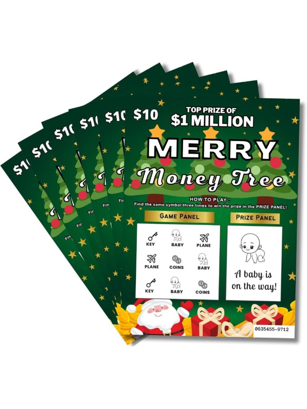 6 Pack Holiday Scratch-Off Pregnancy Reveal Tickets - Fun Baby Announcement